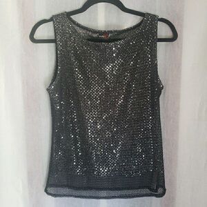 Studio Y Black Sequin Tank Top Y2K Fairy Grunge Whimsigoth Emo Punk Women Size L